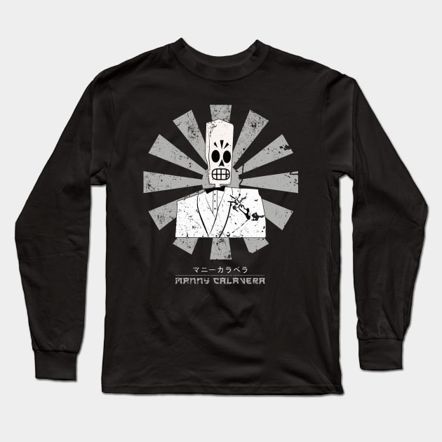 Manny Retro Japanese Grim Fandango Long Sleeve T-Shirt by Nova5